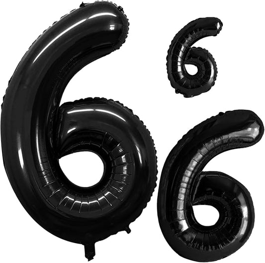 GOER Black Foil Balloons Number 6,Huge Number Balloons for 6th Birthday Party Supplies Anniversary Decorations (3 pcs,42 inch,32 inch,16inch)