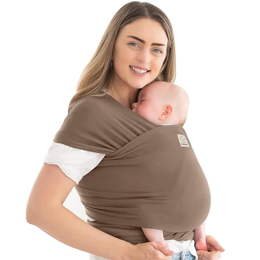 KeaBabies Baby Wrap Carrier - All in 1 Original Baby Carrier Newborn to Toddler Sling, Easy to Wear, Hands Free Bonding, Lightweight, Breathable Infant Wraps (Saddle Brown)