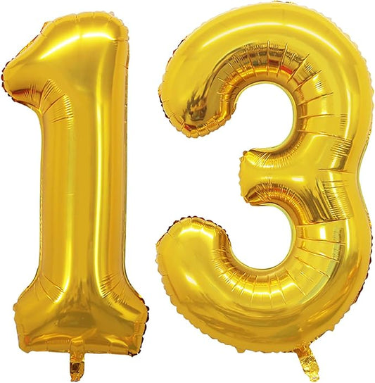 GOER Number 13 Balloons for 13th Birthday Sweet 13 Party Decorations,42 Inch Jumbo Foil Helium 31 Balloons for 31st Birthday Party Decoration (Gold)