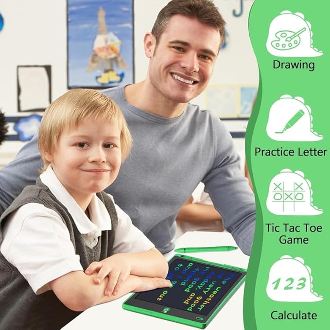 Hockvill LCD Writing Tablet for Kids 8.8 Inch, Toys for Girls Boys Drawing Pad for 3 4 5 6 7 Year Old Kid, Toddler Magnetic Doodle Board Travel Essentials Christmas Birthday Gift for Children (Green)