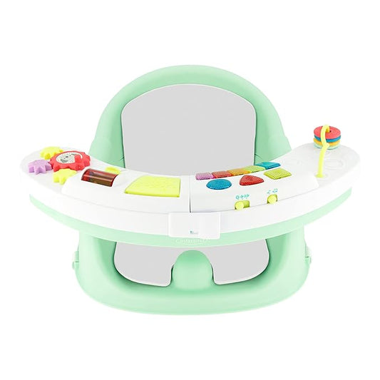 Infantino Music & Lights 3-in-1 Discovery Seat and Booster - Convertible Booster, Infant Activity Seat and Feeding Seat with Electronic Piano for Sensory Exploration, for Babies and Toddlers, Mint