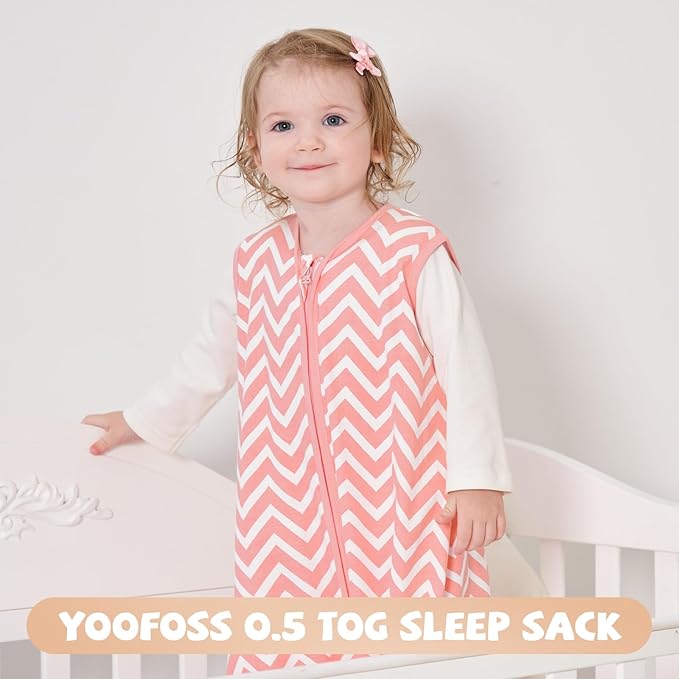 Yoofoss Baby Sleep Sack 6-12 Months Baby Wearable Blanket 100% Organic Cotton 2-Way Zipper TOG 0.5 Toddler Sleeping Sack, Lightweight Sleep Sacks for Babies