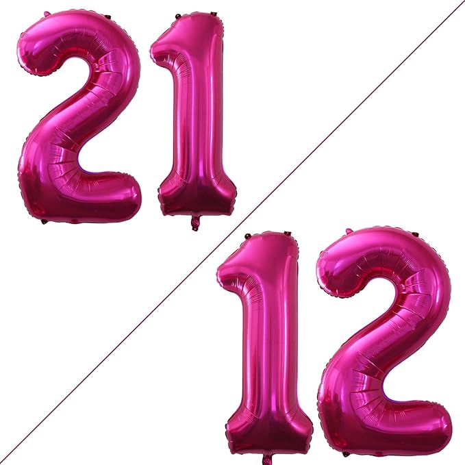 GOER Number 12 Balloons for 12th Birthday Sweet 12 Party Decorations,42 Inch Jumbo Foil Helium 21 Balloons for 21st Birthday Party Decoration (Bright Peach)