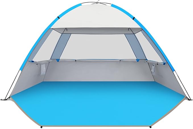 Gorich Beach Tent Sun Shelter for 3/4-5/6-7/8-10 Person with UPF 50＋ UV Protection, Lightweight & Easy Setup Beach Shade Canopy, Portable Beach Shade Tent Beach Cabana