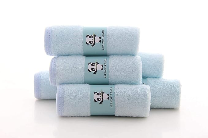 HIPHOP PANDA Baby Washcloths, Rayon Made from Bamboo - 2 Layer Ultra Soft Absorbent Newborn Bath Face Towel - Reusable Baby Wipes for Delicate Skin - Blue, 30 Pack