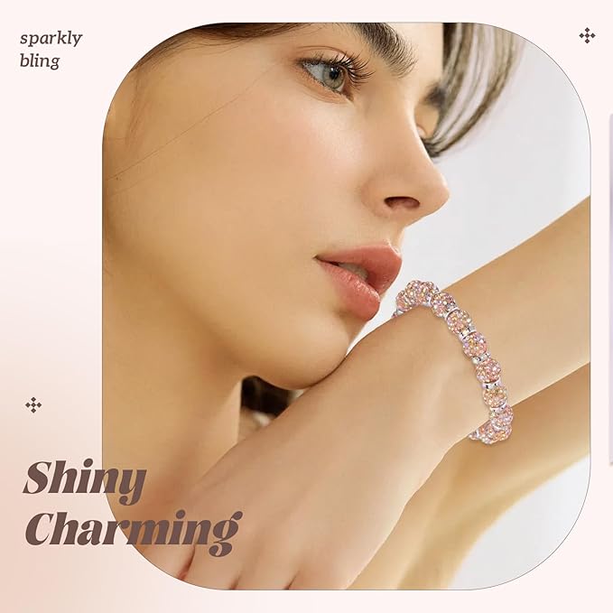 200pcs 10mm Rhinestone Beads for Jewelry Making, Light Peach AB Shiny Round Disco Beads Bulk, Sparkle Crystal Clay Christmas for Bracelet Baseball Necklace Earring Crafting and DIY