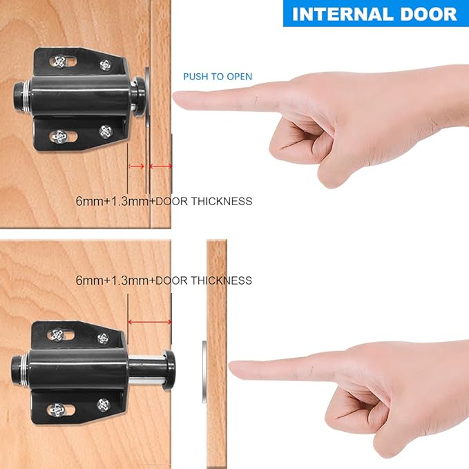 12Pack Magnetic Touch Push to Open Door Latch for Heavy Duty Door Push Release Latch Kitchen Drawer Push Catch Pop Out Latch Kitchen Closet Door Closing (Black)