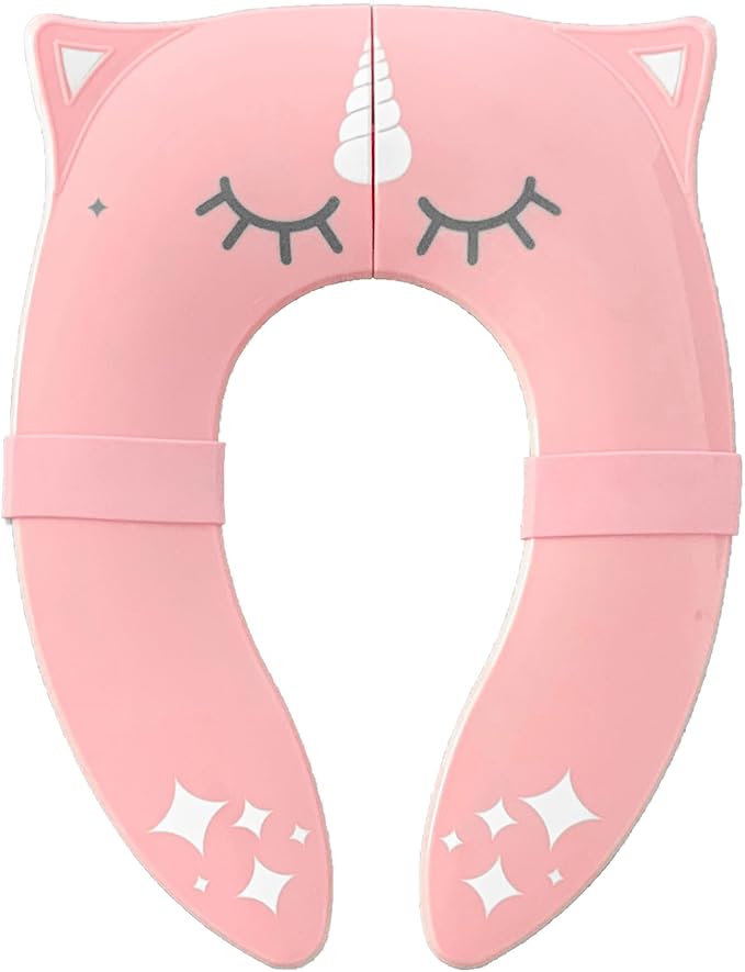 Hippypotamus Travel Potty Seat for Toddler - Folding Potty Training Seat - Portable Toilet Seat Cover for Baby & Kids (PINK Unicorn)