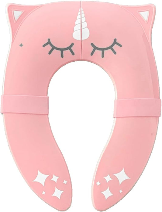 Hippypotamus Travel Potty Seat for Toddler - Folding Potty Training Seat - Portable Toilet Seat Cover for Baby & Kids (PINK Unicorn)