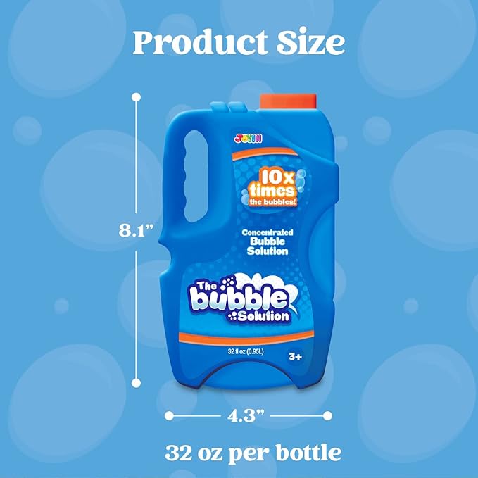 JOYIN 32 OZ Concentrated Bubble Solution for Bubble Machines (Up to 2.5 Gallons), Concentrated Solution Refills for Machine, Wands, Blower, Easter, Kids, Parties