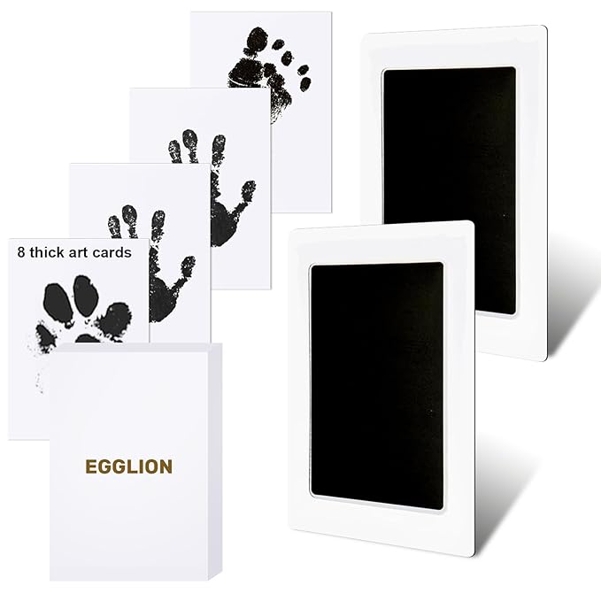 2-Pack Inkless Baby Hand and Footprint Kit with Mess-Free Ink Pad – Baby Safe Ink Pad for Hand, Foot & Paw Prints – Newborn Footprint & Paw Print Kit for Dogs and Cats – 16 Cards(Jet Black, Jumbo)