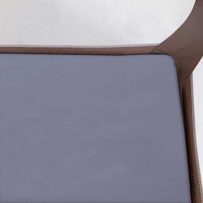 4-Pack Fitted Pack and Play Sheets for Boys and Girls - Breathable, Soft Microfiber Baby Sheets in Grey and Pink