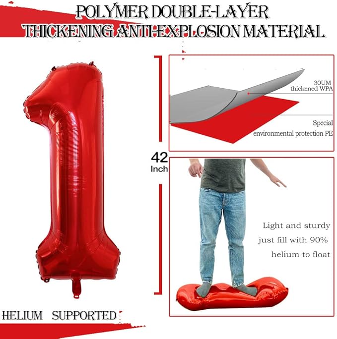 GOER Number 12 Balloons for 12th Birthday Sweet 12 Party Decorations,42 Inch Jumbo Foil Helium 21 Balloons for 21st Birthday Party Decoration (Red)