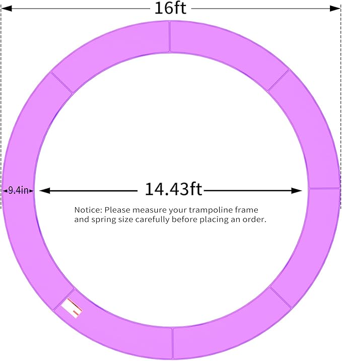 16FT/15FT/14FT/12FT/10FT Trampoline Safety Pad Replacement, Round Trampoline Spring Protection Cover, Fits 16FT/15FT/14FT/12FT/10FT Frames, Water-Resistant Trampoline Accessories