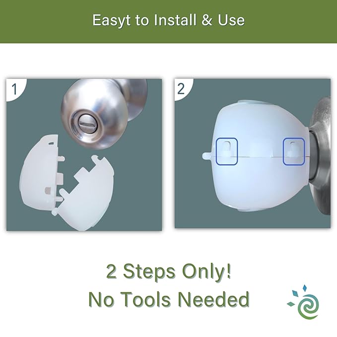 6 Pack Door Knob Safety Covers for Kids, Child Proof Door Knob Covers, Door Handle Baby Proof, Child Locks for Door, Easy to Install, White