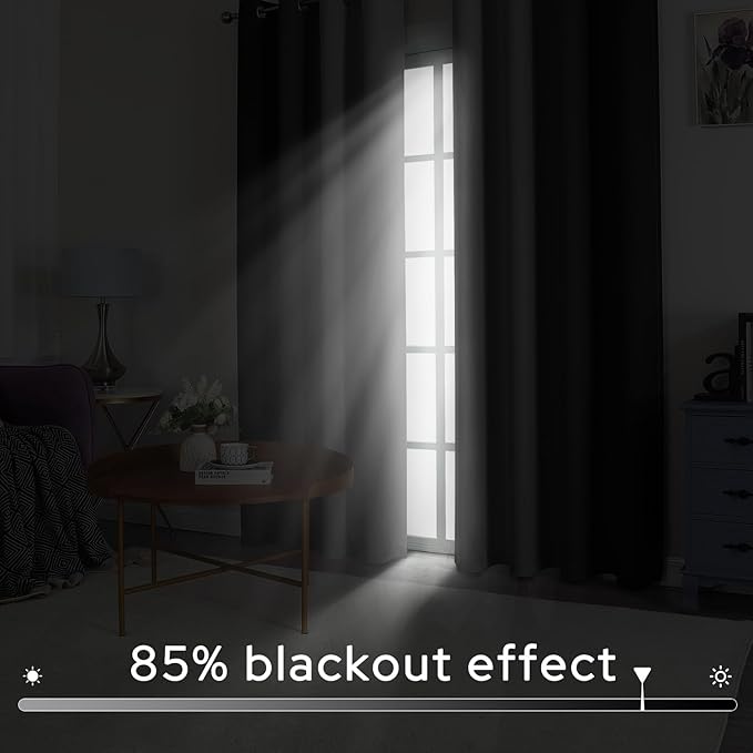 HOMEIDEAS Gray Grey Ombre Blackout Curtains, 52 X 84 Inch Length Gradient Color Room Darkening Curtains with Grommet Thermal Insulated Window Drapes for Living Room, Bedroom, 2 Panels