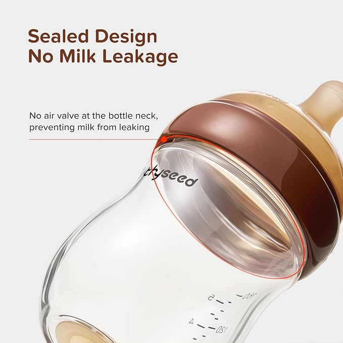 Thyseed Glass Natural Anti-Colic Baby Bottles | Newborn Breast Like Nursing Bottle for Breastfed Babies with Nipple(2-3 Months),5oz,1pack