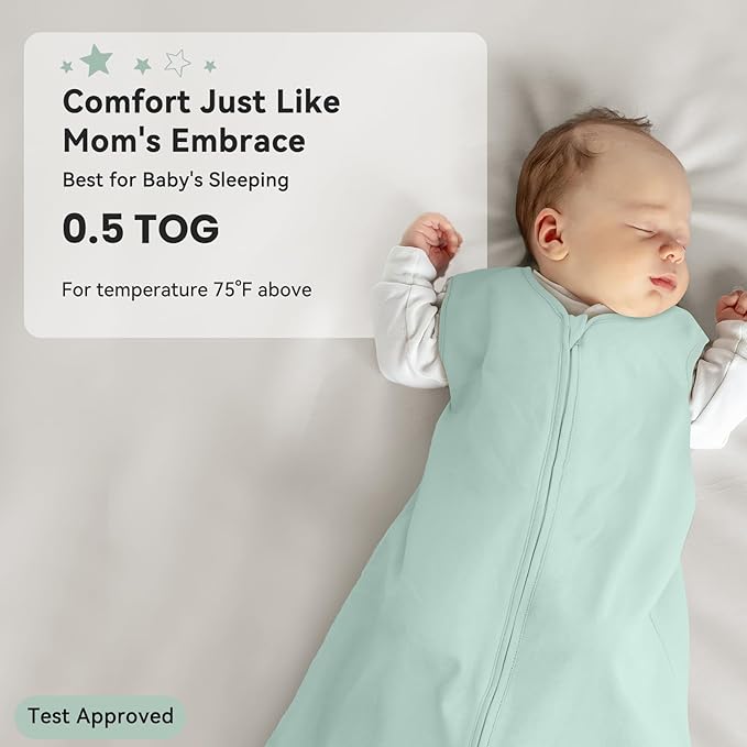 Baby Sleep Sack 0-6 Months 0.5 Tog Wearable Blanket Baby, 3 Pack 100% Cotton Lightweight Sleeping Sack with 2-Way Zipper for Newborn Infant Excavator