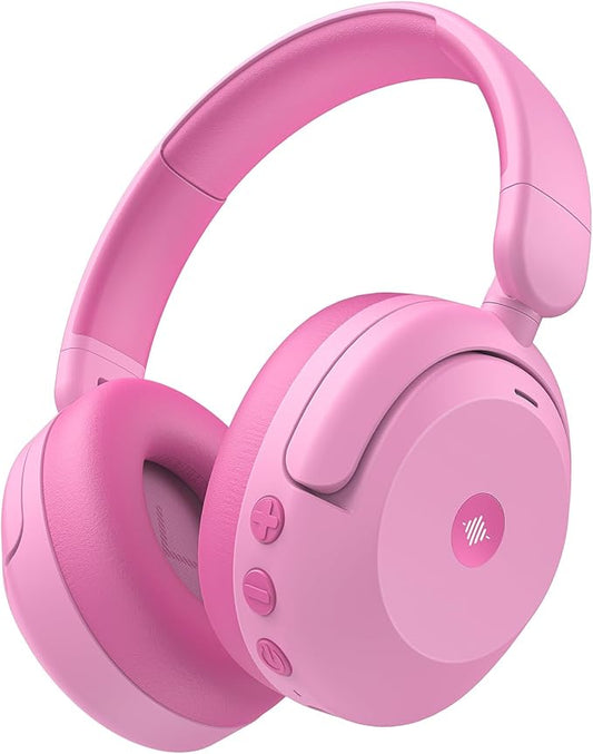 iClever BTH20 Active Noise Cancelling Headphones for Kids, 60H Play Time,Type C Fast Charging, Safe Volume 80dBA, Bluetooth5.4, Award-Winning Kids Headphones Wireless for iPad Tablet Airplane, Pink