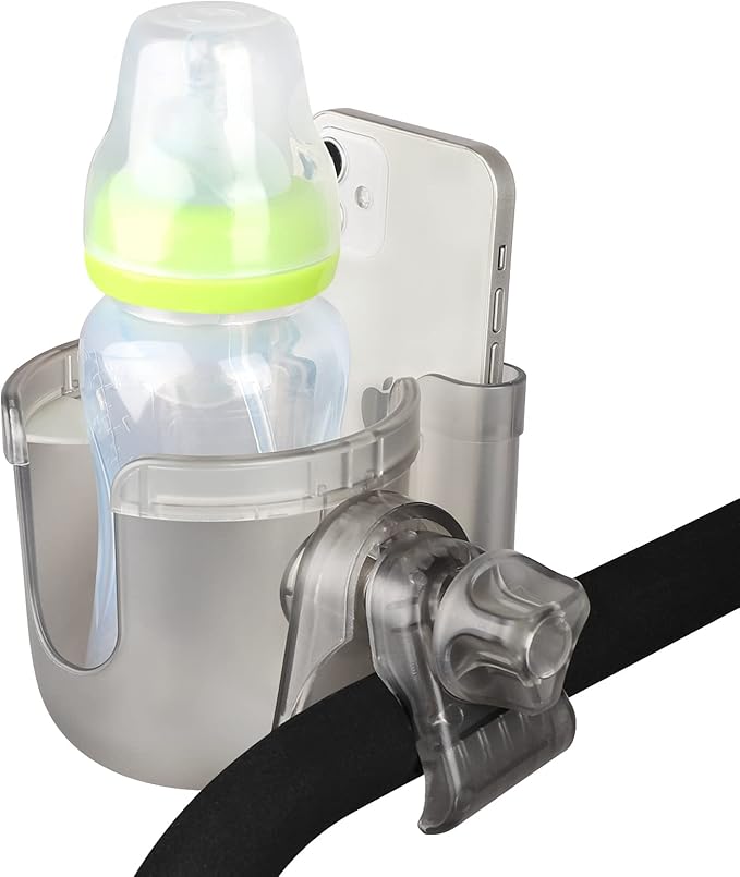 Accmor Stroller Cup Holder with Phone Holder, Bike Cup Holder, Universal Cup Holder for Uppababy Nuna Doona Strollers, 2-in-1 Cup Phone Holder for Stroller, Bike, Wheelchair, Walker, Scooter