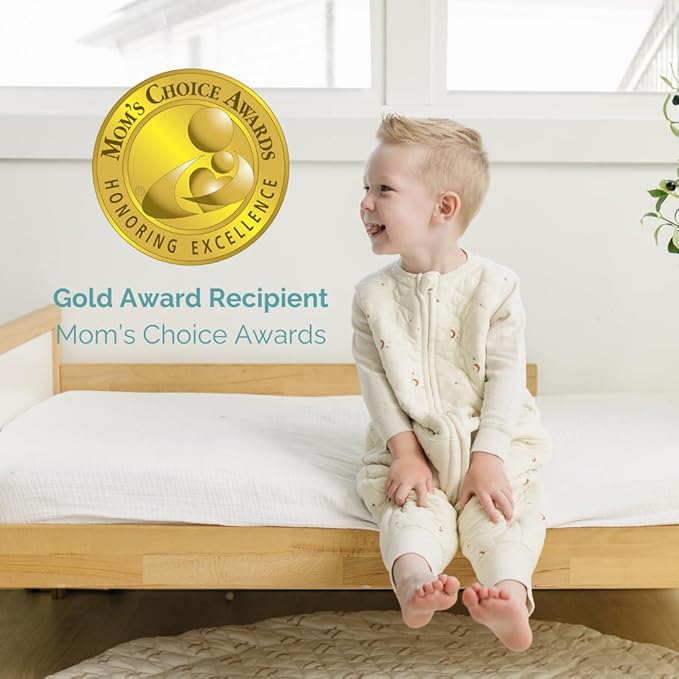 Tealbee Dreamsuit: Toddler Sleep Sack with Feet 2T-3T - 1.2 TOG All Season Baby Wearable Blanket for Walkers - Rayon made from Bamboo, Organic Cotton Sleep Bag - Moons Stars