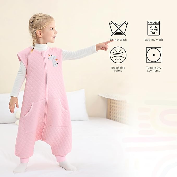 Baby Toddler Sleep Sack with Feet 2.5 TOG Winter, Wearable Blanket with Legs, Toddler Sleeping Sack Long Sleeve (Pink, 3T-5T)