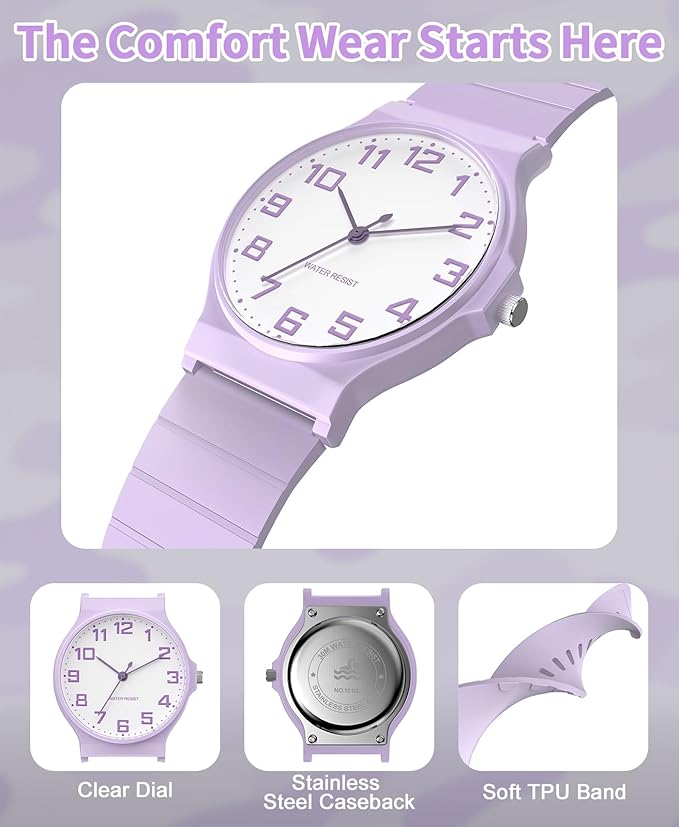 Kids Analog Watch Boys Girls, 30M Waterproof, Sports Watch for Boys, Easy to Read Children's Thin Dial Wrist Watches with Soft Band, for Ages 5-15 Kids Great Birthday Gifts Christmas Day