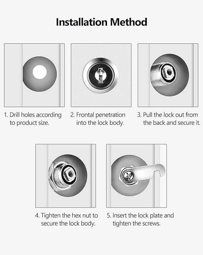 8 Packs Drawer and Cabinet Locks (Keyed Different) Secure Important Files, 5/8Inch 16mm Cam Locks with 3 pcs Different Lock Plates for Cabinet Cupboard File Drawer Mailbox Dresser Kitchen