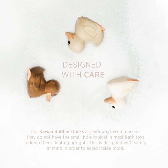 HEVEA Kawan Mini Rubber Duck - 100% Natural Rubber Baby Bath Toy - Eco Friendly, Perfect for Playing, Teething, and Bathing - Mold Free Bath Toys - Sand
