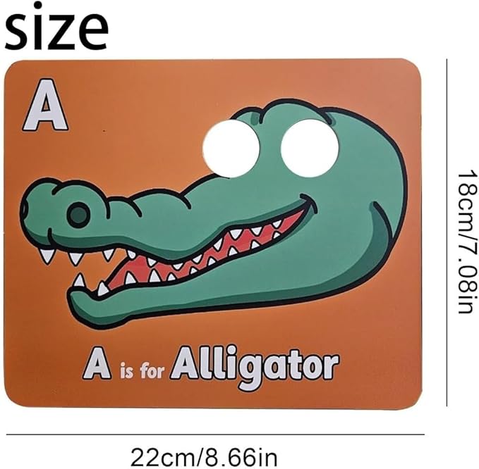26 PCS Alphabet ABC Flash Cards with Animal Masks, Alphabet mask Cards, Giant Letter ABC Animal Faces Flash Learning Flashcards, Interactive Education Games, Learn Letters (Multicolor, 2Pcs)