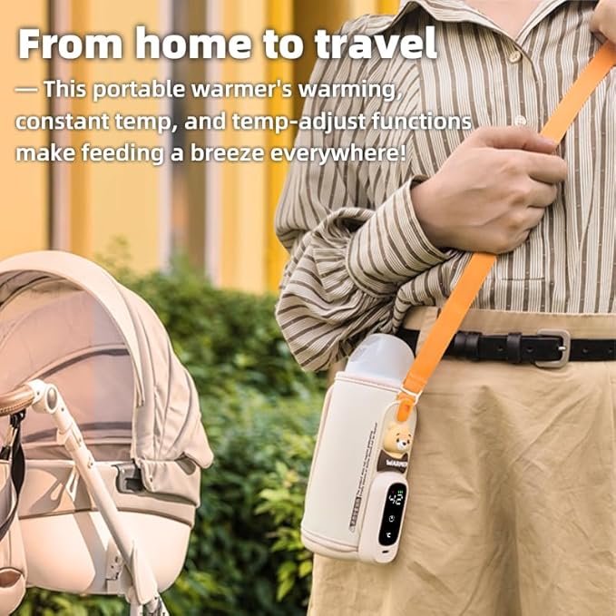 Portable Bottle Warmer for Breastmilk & Formula, Baby Rapid Milk Warmer, Accurate Temperature Control, Retain Nutrients Baby Essentials for Home and Outing(with Charger)