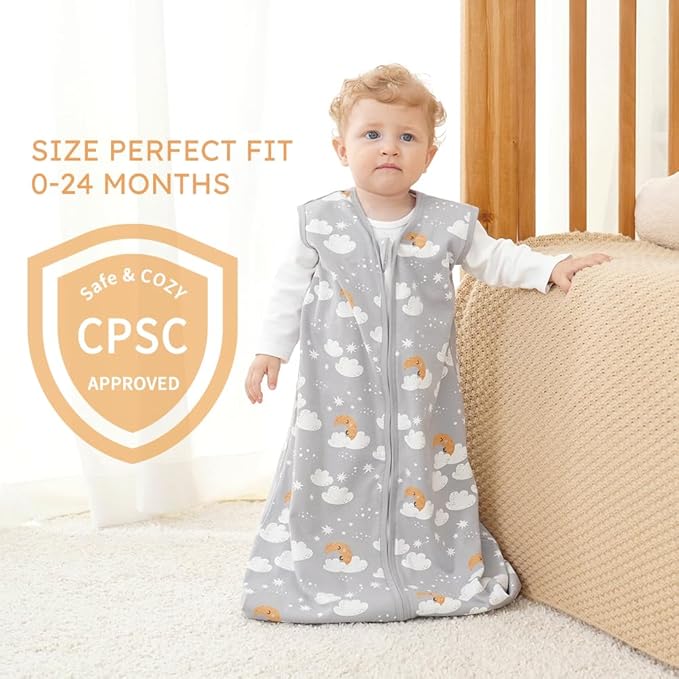 Yoofoss Baby Sleep Sack 6-12 Months Wearable Blanket for Babies 100% Organic Cotton 2-Way Zipper TOG 0.5 Toddler Sleeping Sack 3 Pack, Comfy Lightweight Sleep Sacks