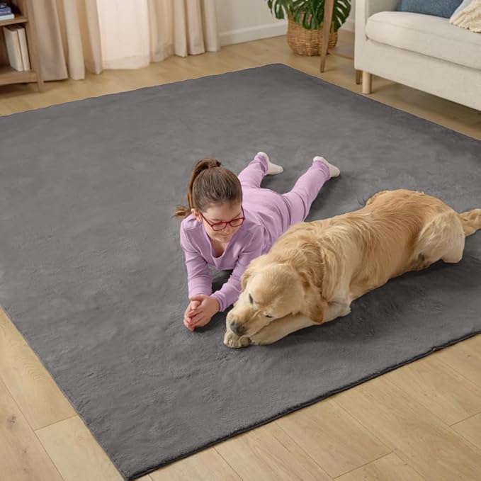 GORILLA GRIP Ultra Soft Washable Area Rug, Stain and Slip Resistant Plush Thick Carpet for Bedroom Living Room, No Shed Floor Rugs, Pet Friendly, Dorm Essentials, Kids Nursery Home Decor, 3x5, Gray
