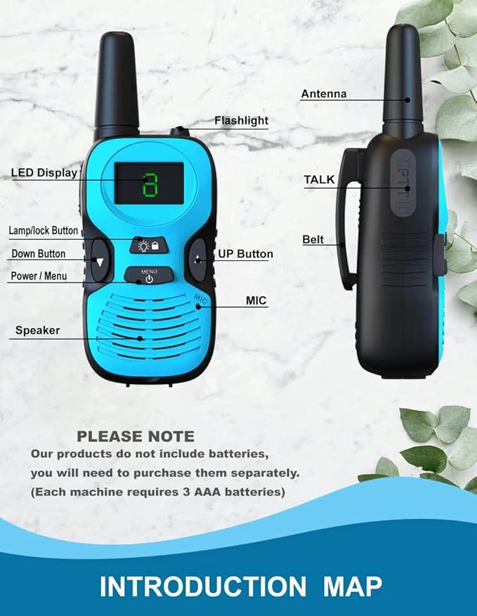 2Pcs Walkie Talkies for Kids Toys: Outdoor Toys for 3 4 5 6 7 8 9 10 11 12 Year Old Boys Girls Walkie Talkie Birthday Gifts - Long Range Camping Backyard Wakie-Talkies Party Favors Walky Talky