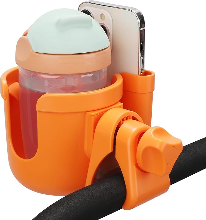 Accmor Stroller Cup Holder with Phone Holder, Bike Cup Holder, Universal Cup Holder for Uppababy Nuna Doona Strollers, 2-in-1 Cup Phone Holder for Stroller, Bike, Wheelchair, Walker, Scooter