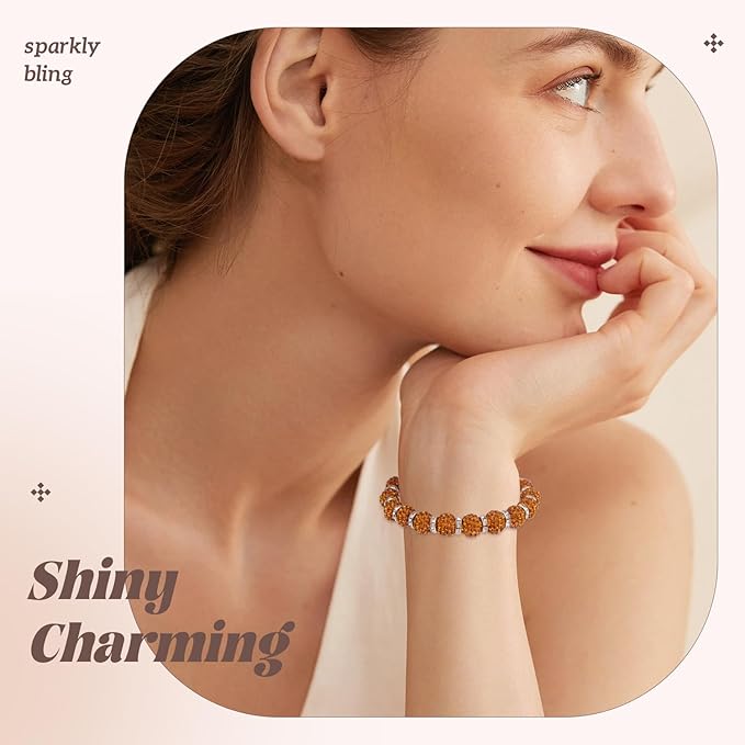 160pcs 10mm Rhinestone Beads for Jewelry Making, Brown Shiny Round Disco Ball Beads Bulk, Sparkle Crystal Clay Christmas for Bracelet Baseball Necklace Earring Crafting and DIY