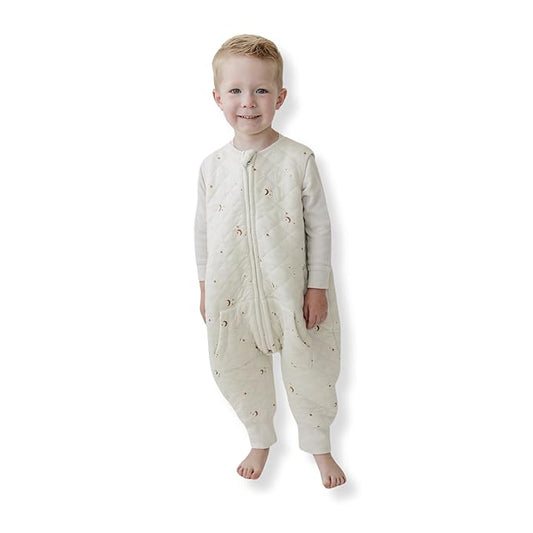 Tealbee Dreamsuit: Toddler Sleep Sack with Feet 3T 4T - 1.2 TOG All Season Baby Wearable Blanket for Walkers - Rayon made from Bamboo, Organic Cotton Sleep Bag - Moons Stars
