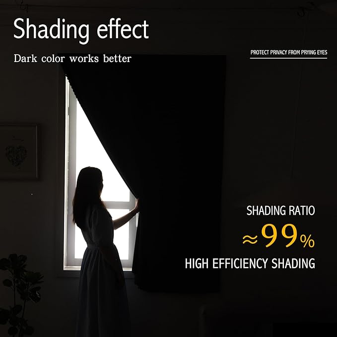 Adhesive Blackout Curtains- Self Stick Shades Window Blinds Curtains No Rod Needed Easy to Hang Curtains, Use for Bedroom, Living Room, Dining Room, Kitchen, Home Office, 59"W X 59"L, Black, 1 Panel