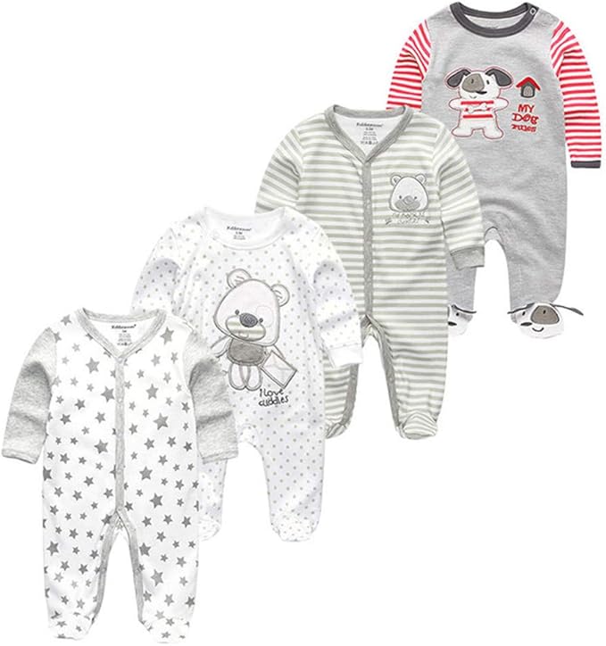 Kiddiezoom Baby and Toddler Boys'Snug Fit Footed One-Piece Romper Jumpsuit Cotton Cotton Footed Outfit