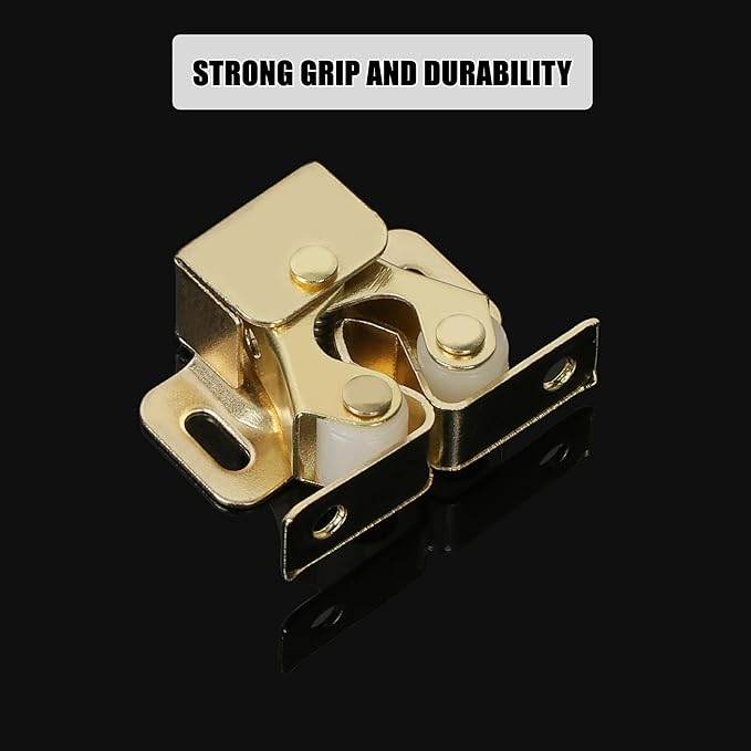 Alise Cabinet Door Latch,Cupboard Closet Doors Catch Closer Double Ball Roller Latches,Cold Rolled Steel Gold Finish CA1000G-12P(Pack of 12)