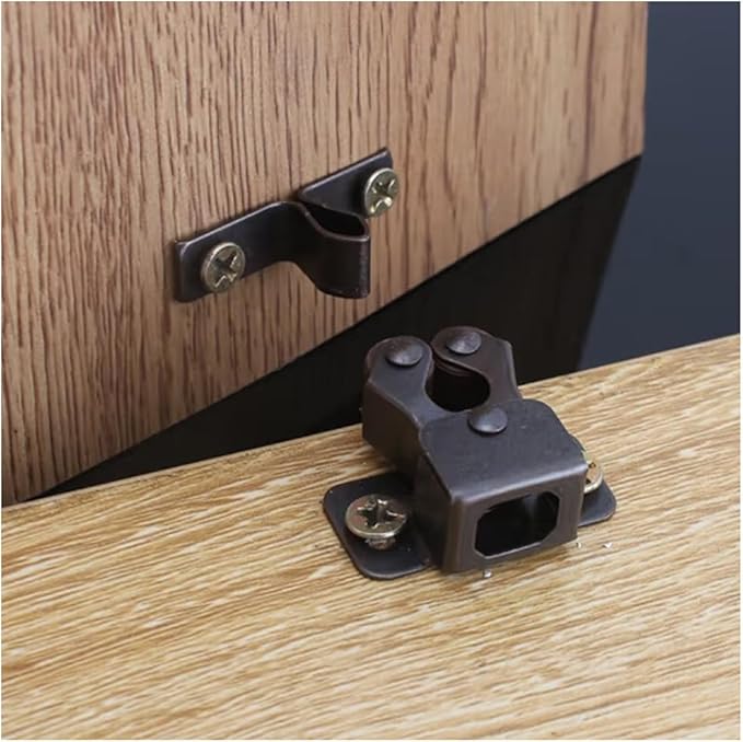 6 Pack Cabinet Latch - Double Roller Catch Hardware for Cupboard Closet Kitchen Cabinet Door Latches and RV Cabinet,Bronze