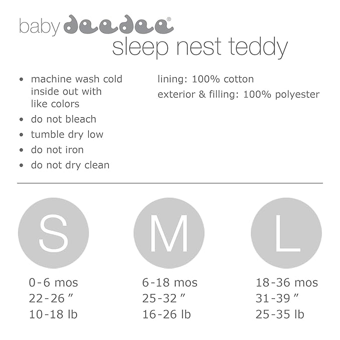 baby deedee Sleep Nest Teddy Baby Sleeping Bag, Oatmeal Navy, Small (0-6 Month)