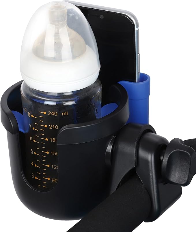 Accmor Stroller Cup Holder with Phone Holder, Bike Cup Holder, Universal Cup Holder for Uppababy Nuna Doona Strollers, 2-in-1 Cup Phone Holder for Stroller, Bike, Wheelchair, Walker, Scooter