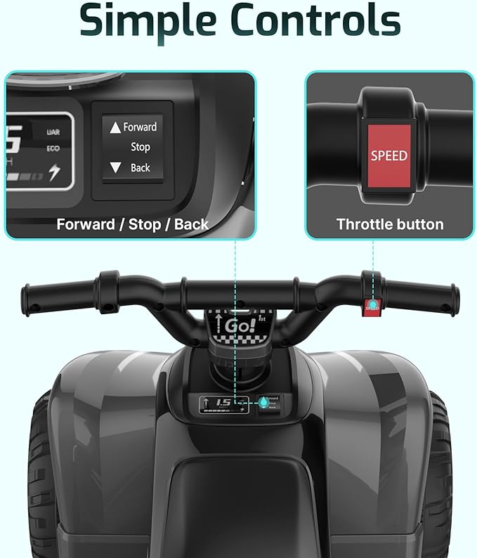 Gotrax RT1 Ride on Toys for Toddlers 1.5-3, Safe 12V Lead-acid Battery up to 80 Minutes, Forward/Reverse 2 Gears, Max 1.5MPH Speed&8" Big Tire, Electric Vehicle ATV Car Best Gift for Age1.5–3 Boy Girl