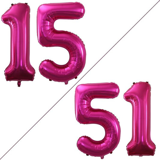 GOER Number 15 Balloons for 15th Birthday Sweet 15 Party Decorations,42 Inch Jumbo Foil Helium 51 Balloons for 51st Birthday Party Decoration (Bright Peach)
