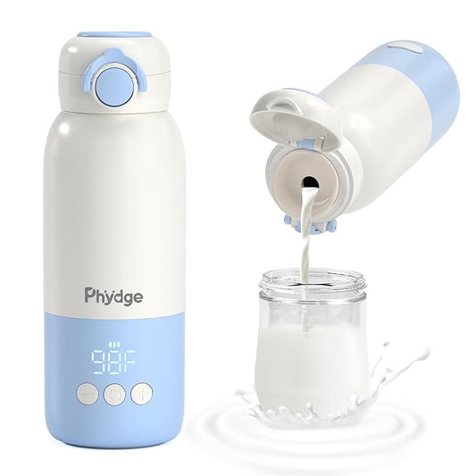 Portable Bottle Warmer for Travel,12.5oz Cordless Baby Milk Warmer on The go for Formula,Breastmilk,Water,3 Mins Fast Heating & Precise Temp Control Travel Essential