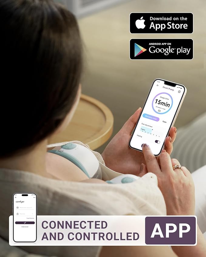 Heated Wearable Breast Pump, Industry-Leading Heating Tech, Innovative Magnetic Charging Cable, App Control, Anti-dust Cover, Hospital-Grade Suction, 1 Pack