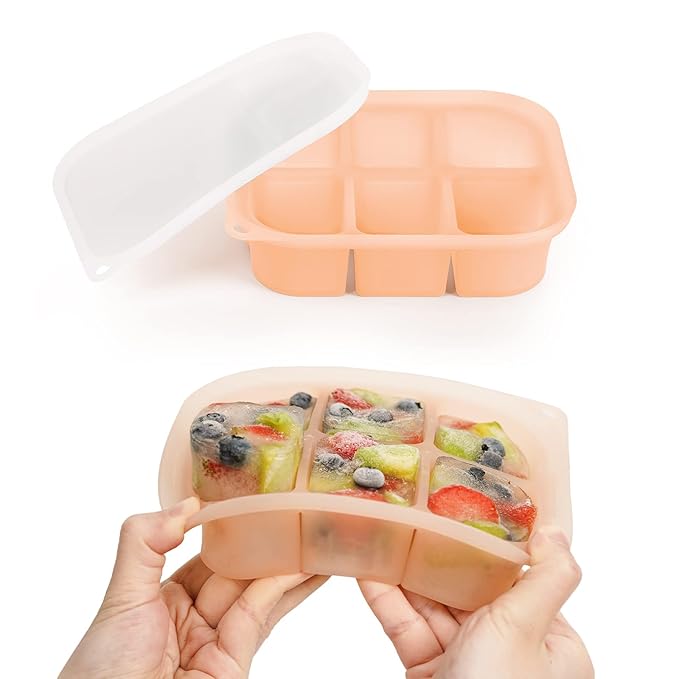haakaa Silicone Baby Food Tray - Breastmilk Homemade Baby Food Mold - Baby Fresh Food Freezer Tray - Ice Cube Tray - - 4m+ Baby Toddler Kid - Blush