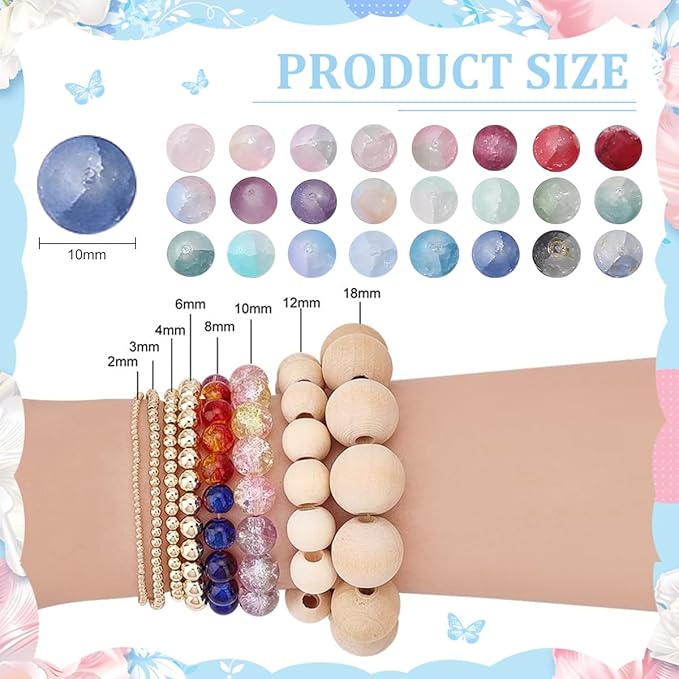 600pcs Frosted Lunar Glass Beads Kit -24 Colors10mm Glass Beads for Jewelry Making Kit Charms Coloured Glaze Beads Bracelets Necklaces Making Kit DIY Crafts, Home Companion Gifts for Beginners Women