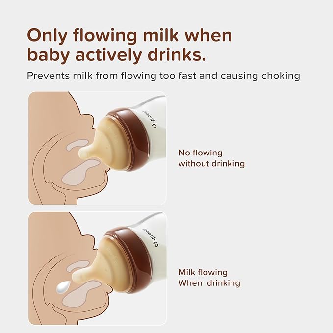 Thyseed Glass Natural Anti-Colic Baby Bottles | Newborn Breast Like Nursing Bottle for Breastfed Babies with Nipple(3-7 Months),8oz,1pack